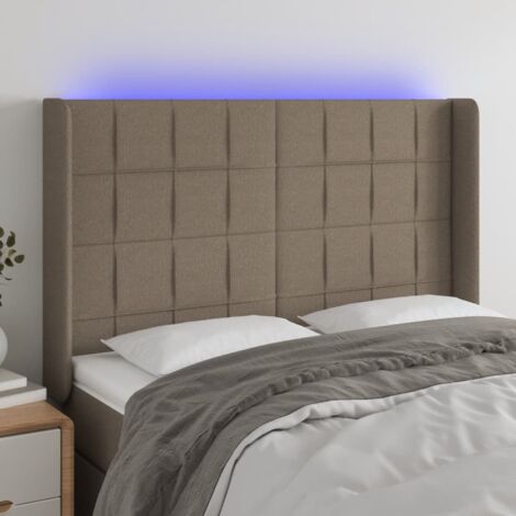 Tête de lit à LED Taupe 147x16x118-128 Tissu (1/5)