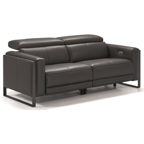 Les Tendances – Canapé relax 1 place en cuir marron noisette – Mécanisme électrique avec têtière réglable – Dimensions L:103cm x H:103cm x P:80cm