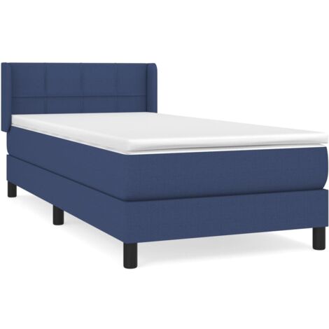 Sommier à lattes de lit avec matelas Bleu 90x190 Tissu (1/5)
