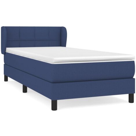 Sommier à lattes de lit avec matelas Bleu 90x190 Tissu (1/5)