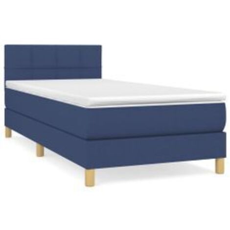Sommier à lattes de lit avec matelas Bleu 90x200 Tissu (1/5)
