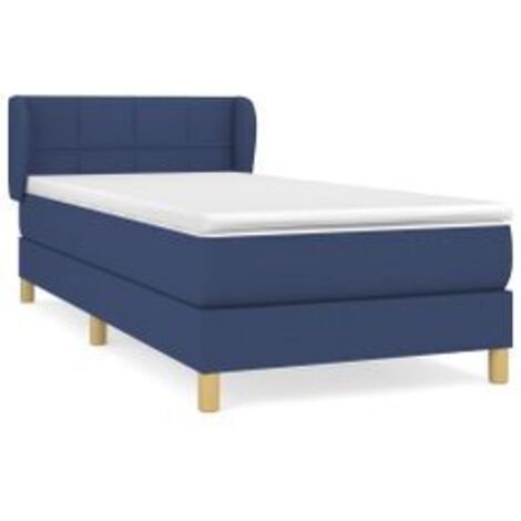 Sommier à lattes de lit avec matelas Bleu 90x200 Tissu (1/5)