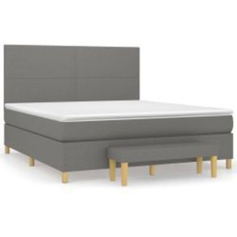 Sommier à lattes de lit avec matelas Gris foncé 160x200 Tissu (1/5)