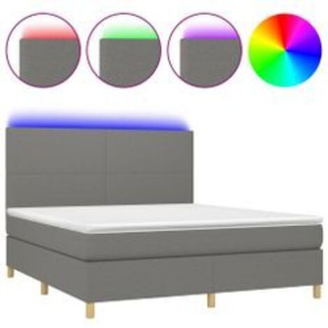 Sommier à lattes de lit et matelas et LED Gris foncé 160x200 (1/5)