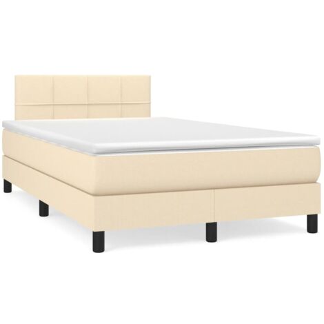 Sommier à lattes de lit matelas et LED crème 120x190 tissu (1/5)