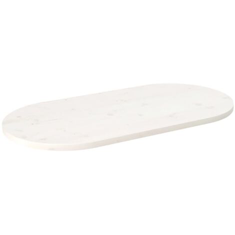 Dessus de table blanc 90x45x2,5 bois de pin massif ovale (1/5)