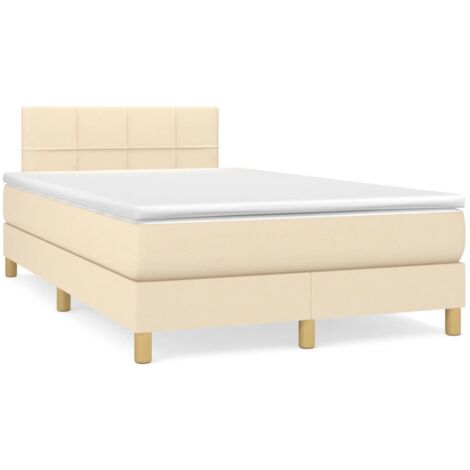 Sommier à lattes de lit matelas et LED crème 120x190 tissu (1/5)
