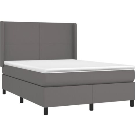 Sommier à lattes de lit matelas LED Gris 140x200 Similicuir (1/5)
