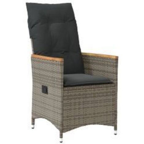 Chaise inclinable de jardin avec coussins gris résine tressée (1/5)