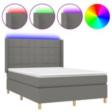 Sommier à lattes de lit matelas LED Gris foncé 140x200 Tissu (1/5)
