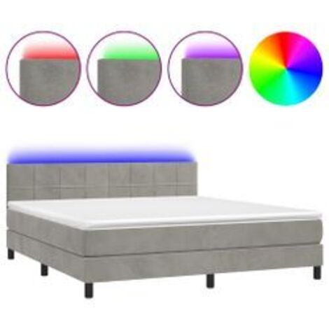 Sommier à lattes de lit avec matelas LED Gris clair 160x200 (1/5)