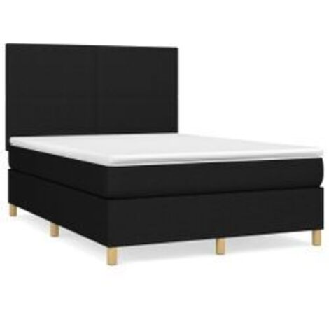 Sommier à lattes de lit avec matelas Noir 140x190 Tissu (1/5)