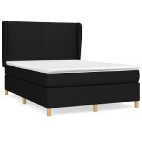Sommier à lattes de lit avec matelas Noir 140x200 Tissu (1/5)