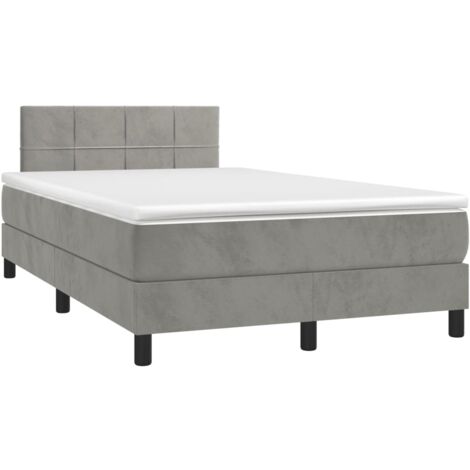 Sommier à lattes de lit avec matelas LED gris clair 120x190 (1/5)