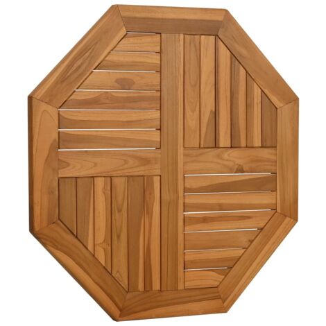 Table Bateau Octogonale En Teck – Incrustation étoiles – 450/550/750 Mm – Pour Yacht/caravane