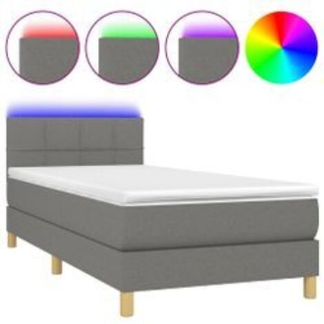 Sommier à lattes de lit avec matelas et LED Gris foncé 90x200 (1/5)