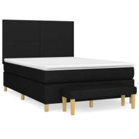 Sommier à lattes de lit avec matelas Noir 140x200 Tissu (1/5)