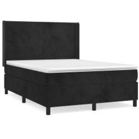 Sommier à lattes de lit avec matelas Noir 140x190 Velours (1/5)
