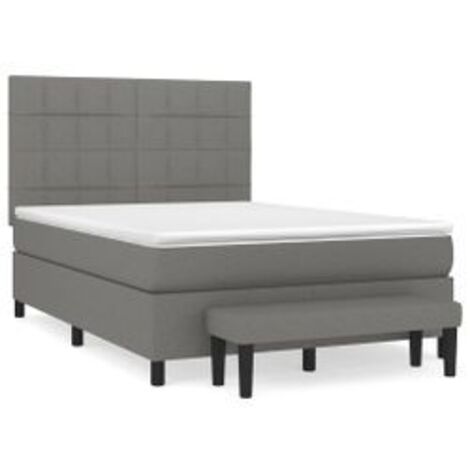 Sommier à lattes de lit avec matelas Gris foncé 140x200 Tissu (1/5)
