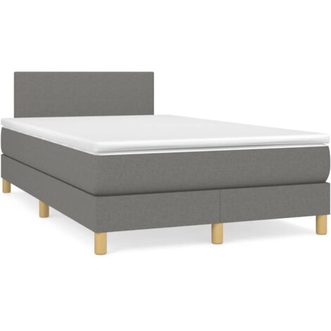 Sommier à lattes de lit matelas LED gris foncé 120x190 tissu (1/5)