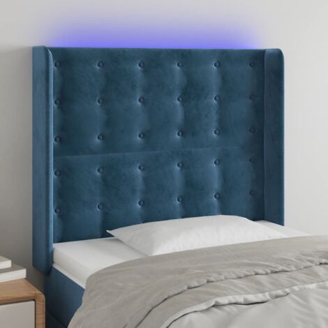 Tête de lit à LED Bleu foncé 93x16x118-128 Velours (1/5)