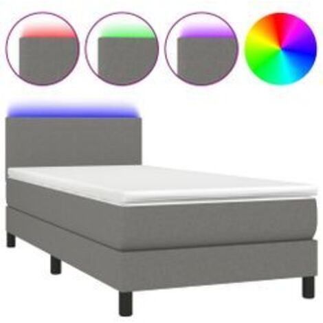 Sommier à lattes de lit et matelas et LED Gris foncé 100x200 (1/5)