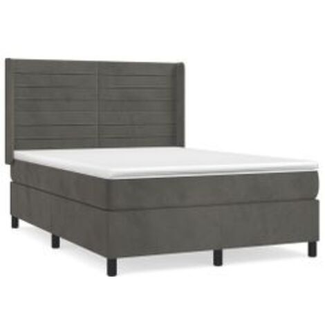 Sommier à lattes de lit et matelas Gris foncé 140x200 Velours (1/5)