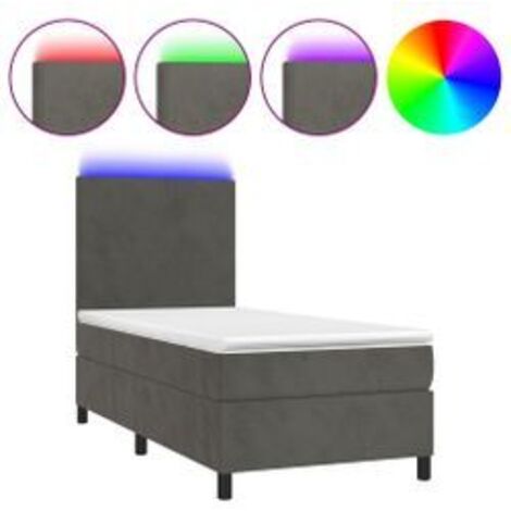 Sommier à lattes de lit avec matelas et LED Gris foncé 80x200 (1/5)