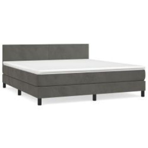 Sommier à lattes de lit et matelas Gris foncé 160x200 Velours (1/5)