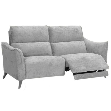 Canapé de relaxation électrique tissu chenillé doux et moelleux Bakay-Gris clair-3 places relax électrique
