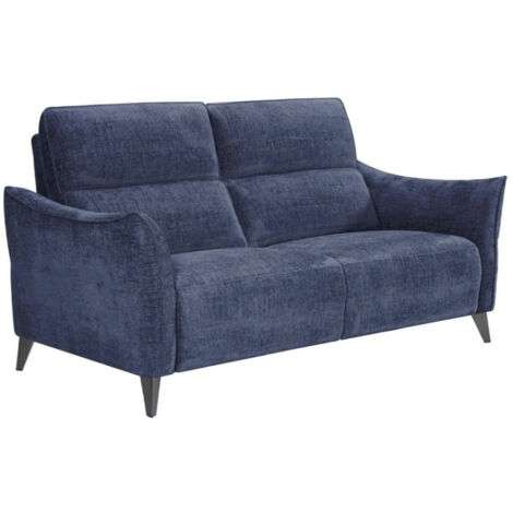 Les Tendances – Canapé relax 2 places fixe en tissu chenillé doux – Confort optimal avec têtière ajustable – Bleu foncé – Fabrication Espagne