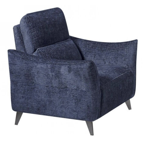 Canapé de relaxation électrique tissu chenillé doux et moelleux Bakay-Bleu foncé-1 place fauteuil