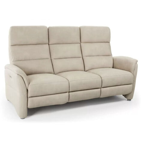 Canapé de relaxation en nubuck Valenza-Beige clair-Système Fixe - sans relax-1 place fauteuil