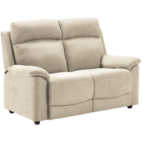 Canapé de relaxation en tissu Katika-Beige clair-Système Fixe - sans relax-2 places