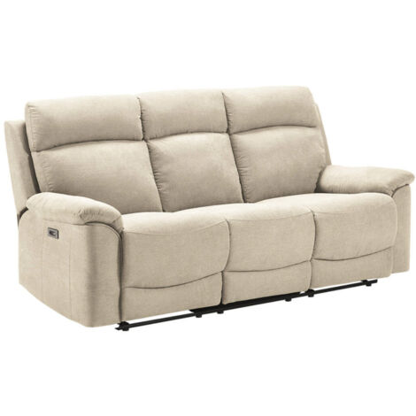 Canapé de relaxation en tissu Katika-Beige clair-Système Electrique-3 places