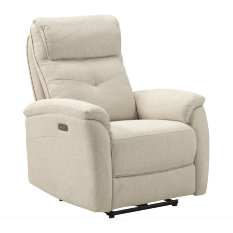 Fauteuil de relaxation électrique tissu Klona-Beige clair