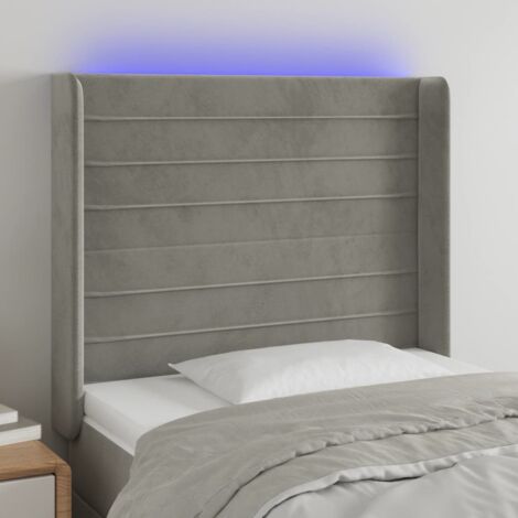 Tête de lit à LED Gris clair 83x16x118-128 Velours (1/5)