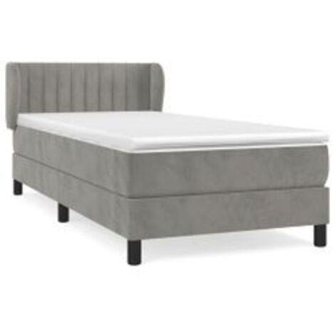 Sommier à lattes de lit et matelas Gris clair 90x200 Velours (1/5)