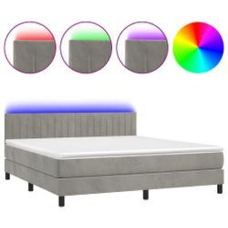 Sommier à lattes de lit avec matelas LED Gris clair 160x200 (1/5)