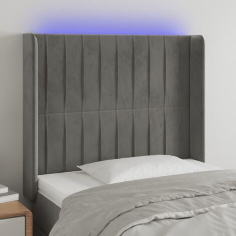 Tête de lit à LED Gris clair 83x16x118-128 Velours (1/5)
