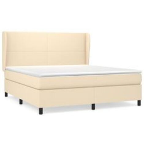 Sommier à lattes de lit avec matelas Crème 180x200 Tissu (1/5)