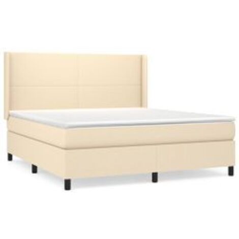 Sommier à lattes de lit avec matelas Crème 180x200 Tissu (1/5)