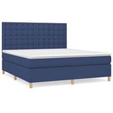 Sommier à lattes de lit avec matelas Bleu 160x200 Tissu (1/5)