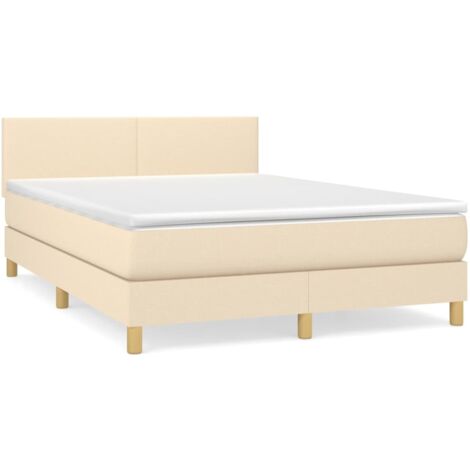 Sommier à lattes de lit avec matelas Crème 140x190 Tissu (1/5)