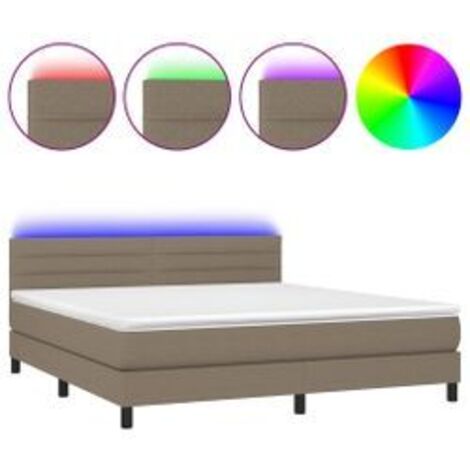 Sommier à lattes de lit avec matelas LED Taupe 180x200 Tissu (1/5)
