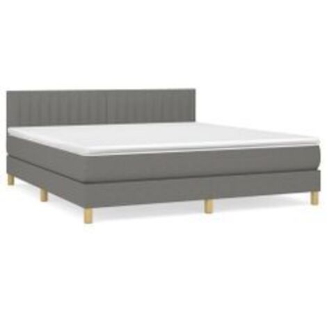 Sommier à lattes de lit avec matelas Gris foncé 160x200 Tissu (1/5)