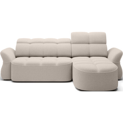 Canapé d’angle tissu CENTURY – Convertible et coffre angle droit-Beige-angle droit (1/5)