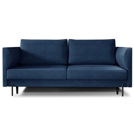 Canapé convertible 4 places ROBBY en tissu avec coffre et pieds en métal noir – 215cm-Bleu turquin (1/5)