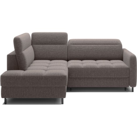 Petit canapé d'angle en tissu convertible avec coffre BOREA 208cm angle gauche-Marron-angle gauche (1/5)