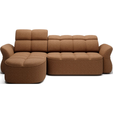 Canapé d’angle tissu CENTURY – Convertible et coffre angle gauche-Marron clair-angle gauche (1/5)
